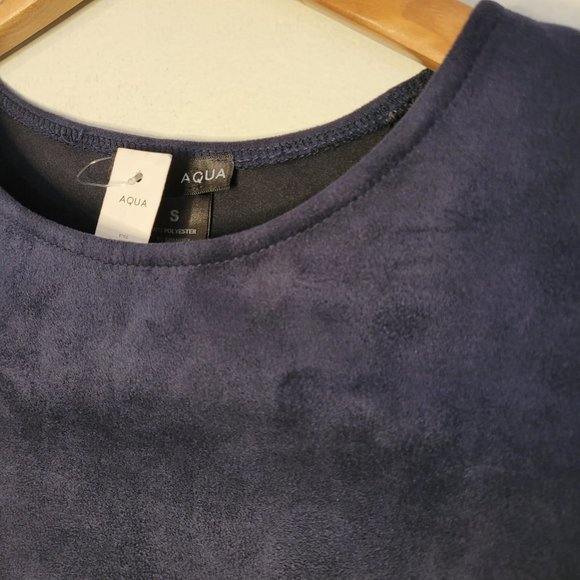 Aqua Crop Top Women's Size Small Velvety Blue Short Sleeve Soft Stretch - Picture 3 of 9